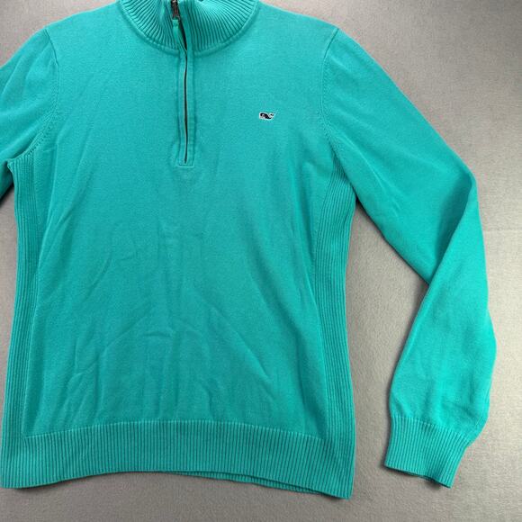Vineyard Vines Teal ¼-Zip Pullover Sweater Size M Regular - Picture 4 of 8